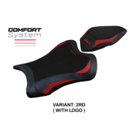 HOUSSE DE SELLE COMPATIBLE KAWASAKI NINJA ZX 10 R (21-22) MODÈLE DEXTER - Logo : AVEC LOGO, Couleur : ROUGE BLANC, Type : STANDARD