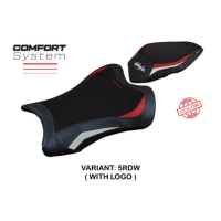 HOUSSE DE SELLE COMPATIBLE KAWASAKI NINJA ZX 10 R (21-22) MODÈLE DEXTER - Logo : AVEC LOGO, Couleur : ROUGE BLANC, Type : ULTRAGRIP