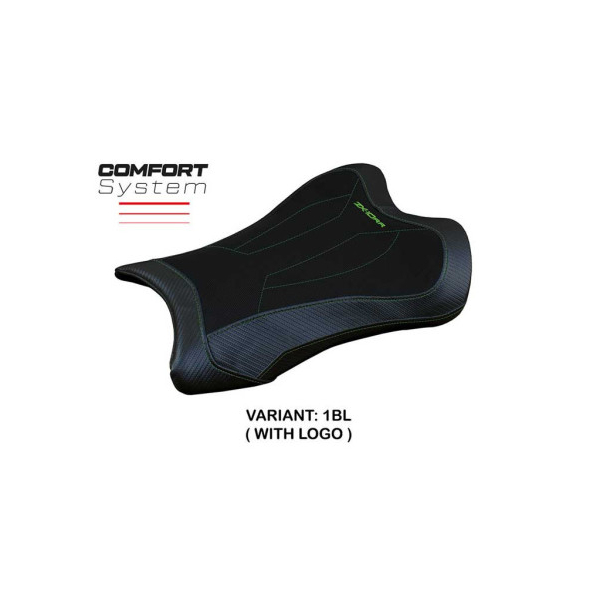 HOUSSE DE SELLE COMPATIBLE KAWASAKI NINJA ZX 10 RR (21-22) MODÈLE GAREN - Logo : AVEC LOGO, Couleur : VERT, Type : ULTRAGRIP