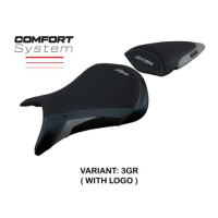 HOUSSE DE SELLE COMPATIBLE  KAWASAKI NINJA ZX 6 R (07-08) MODÈLE ANDUJAR - Type : STANDARD, Logo : AVEC LOGO, Couleur : GRIS GRIS