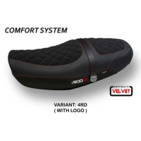 HOUSSE DE SELLE COMPATIBLE  KAWASAKI Z 900 RS (18-22) MODÈLE NATAL TOTAL BLACK V - Logo : AVEC LOGO, Couleur : ROUGE, Type : STANDARD