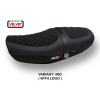 HOUSSE DE SELLE COMPATIBLE  KAWASAKI Z 900 RS (18-22) MODÈLE NATAL TOTAL BLACK V - Couleur : ROUGE, Type : STANDARD, Logo : AVEC LOGO