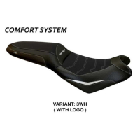 HOUSSE DE SELLE COMPATIBLE  KAWASAKI VERSYS 650 (07-22) MODÈLE NASIR - Logo : AVEC LOGO, Couleur : GRIS GRIS, Type : STANDARD