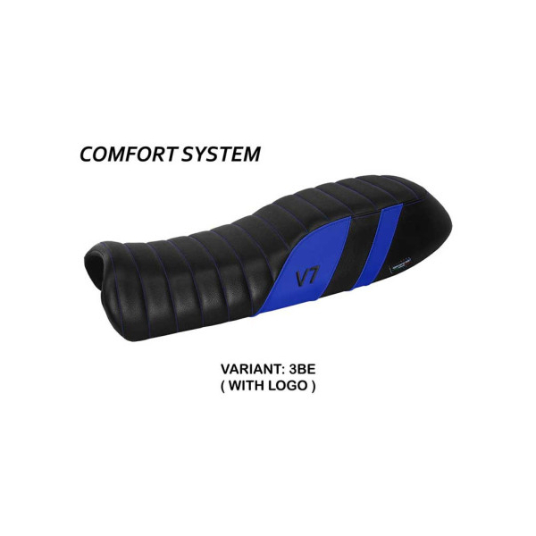 HOUSSE DE SELLE COMPATIBLE MOTO GUZZI V7 MODÈLE DAVIS - Logo : AVEC LOGO, Couleur : ARGENT, Type : STANDARD