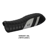 HOUSSE DE SELLE COMPATIBLE MOTO GUZZI V7 MODÈLE DAVIS - Logo : AVEC LOGO, Couleur : JAUNE, Type : STANDARD