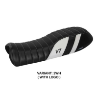 HOUSSE DE SELLE COMPATIBLE MOTO GUZZI V7 MODÈLE DAVIS - Logo : AVEC LOGO, Couleur : JAUNE, Type : STANDARD