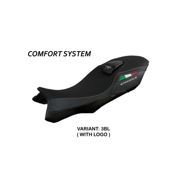HOUSSE DE SELLE COMPATIBLE MV AGUSTA STRADALE 800 (15-17) MODÈLE LOEI - Logo : AVEC LOGO, Couleur : BLANC, Type : STANDARD