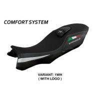 HOUSSE DE SELLE COMPATIBLE MV AGUSTA STRADALE 800 (15-17) MODÈLE LOEI - Logo : AVEC LOGO, Couleur : BLANC, Type : STANDARD