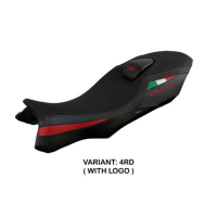 HOUSSE DE SELLE COMPATIBLE MV AGUSTA STRADALE 800 (15-17) MODÈLE LOEI - Logo : AVEC LOGO, Couleur : BLANC, Type : STANDARD