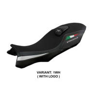 HOUSSE DE SELLE COMPATIBLE MV AGUSTA STRADALE 800 (15-17) MODÈLE LOEI - Logo : AVEC LOGO, Couleur : BLANC, Type : STANDARD