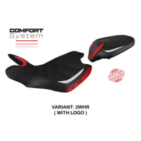 HOUSSE DE SELLE COMPATIBLE MV AGUSTA TURISMO VELOCE (14-20) MODÈLE SAHARA SPECIA - Logo : AVEC LOGO, Type : ULTRAGRIP, Couleur : BLANC ROUGE