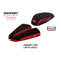 HOUSSE DE SELLE COMPATIBLE MV AGUSTA BRUTALE 1000 RR (20-22) MODÈLE MEILAN VELVE - Logo : AVEC LOGO, Couleur : JAUNE GRIS, Type : ULTRAGRIP