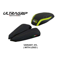 HOUSSE DE SELLE COMPATIBLE MV AGUSTA BRUTALE 1000 RR (20-22) MODÈLE MEILAN VELVE - Logo : AVEC LOGO, Couleur : JAUNE GRIS, Type : ULTRAGRIP
