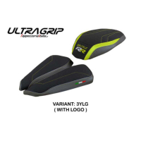 HOUSSE DE SELLE COMPATIBLE MV AGUSTA BRUTALE 1000 RR (20-22) MODÈLE MEILAN VELVE - Logo : AVEC LOGO, Couleur : JAUNE GRIS, Type : ULTRAGRIP