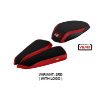 HOUSSE DE SELLE COMPATIBLE MV AGUSTA BRUTALE 1000 RR (20-22) MODÈLE MEILAN VELVE - Type : STANDARD, Logo : AVEC LOGO, Couleur : JAUNE GRIS