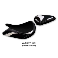 HOUSSE DE SELLE COMPATIBLE SUZUKI GSX S 1000 (21-22) MODÈLE LINDI CONFORT, BLEU, - Logo : AVEC LOGO, Couleur : BLANC, Type : STANDARD