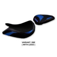 HOUSSE DE SELLE COMPATIBLE SUZUKI GSX S 1000 (21-22) MODÈLE LINDI CONFORT, BLEU, - Logo : AVEC LOGO, Couleur : BLANC, Type : ULTRAGRIP