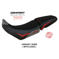 HOUSSE DE SELLE COMPATIBLE TRIUMPH TIGER 900 (20-22) MODÈLE DOVER - Type : STANDARD, Logo : AVEC LOGO, Couleur : GRIS BLANC