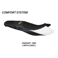 HOUSSE DE SELLE COMPATIBLE TRIUMPH STREET TRIPLE (07-12) MODÈLE MORRIS 1 - Logo : AVEC LOGO, Couleur : NOIR, Type : STANDARD