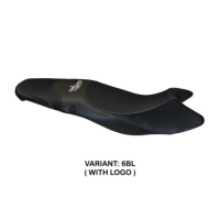 HOUSSE DE SELLE COMPATIBLE TRIUMPH STREET TRIPLE (07-12) MODÈLE MORRIS 1 - Logo : AVEC LOGO, Couleur : NOIR, Type : STANDARD