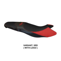 HOUSSE DE SELLE COMPATIBLE TRIUMPH STREET TRIPLE (07-12) MODÈLE MORRIS 1 - Logo : AVEC LOGO, Couleur : ROUGE BLANC, Type : STANDARD