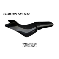 HOUSSE DE SELLE COMPATIBLE TRIUMPH TIGER 800/800 XC (10-20) MODÈLE PADOVA - Type : STANDARD, Logo : AVEC LOGO, Couleur : ARGENT