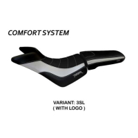 HOUSSE DE SELLE COMPATIBLE TRIUMPH TIGER 800/800 XC (10-20) MODÈLE PADOVA - Type : STANDARD, Logo : AVEC LOGO, Couleur : ARGENT