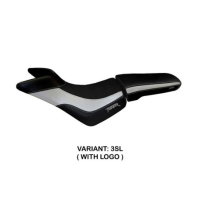 HOUSSE DE SELLE COMPATIBLE TRIUMPH TIGER 800/800 XC (10-20) MODÈLE PADOVA - Type : STANDARD, Logo : AVEC LOGO, Couleur : ARGENT
