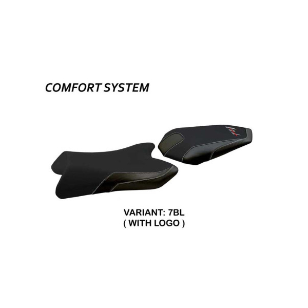 HOUSSE DE SELLE COMPATIBLE  YAMAHA FZ1 (06-16) MODÈLE VICENZA - Type : STANDARD, Logo : AVEC LOGO, Couleur : ARGENT
