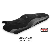 HOUSSE DE SELLE COMPATIBLE YAMAHA T-MAX (17-20) MODÈLE SCRUTARI 2 VELVET - Logo : AVEC LOGO, Couleur : NOIR, Type : STANDARD