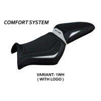 HOUSSE DE SELLE COMPATIBLE YAMAHA MT-03 (06-14) MODÈLE ALGAR - Logo : AVEC LOGO, Couleur : BLANC, Type : STANDARD