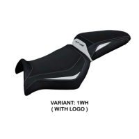 HOUSSE DE SELLE COMPATIBLE YAMAHA MT-03 (06-14) MODÈLE ALGAR - Logo : AVEC LOGO, Couleur : BLANC, Type : STANDARD