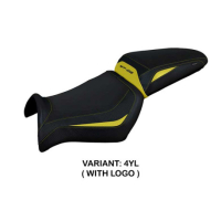 HOUSSE DE SELLE COMPATIBLE YAMAHA MT-03 (06-14) MODÈLE ALGAR - Logo : AVEC LOGO, Couleur : BLANC, Type : STANDARD