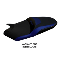 HOUSSE DE SELLE COMPATIBLE YAMAHA T-MAX (17-21) MODÈLE MILANO 3 - Logo : AVEC LOGO, Couleur : ARGENT, Type : STANDARD