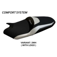 HOUSSE DE SELLE COMPATIBLE YAMAHA T-MAX (17-21) MODÈLE MILANO 3 - Couleur : BLANC, Type : STANDARD, Logo : AVEC LOGO