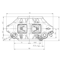 ETRIER MONOBLOC DROIT FORGE ENTRAXE 108 - Version : plaquettes ZXC, Couleur : anodisé bleu