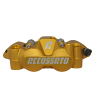 ETRIER MONOBLOC DROIT FORGE ENTRAXE 108 - Version : plaquettes ZXC, Couleur : anodisé or
