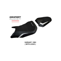 HOUSSE DE SELLE COMPATIBLE HONDA CB 750 HORNET (2023) MODÈLE TOYAMA - Logo : AVEC LOGO, Couleur : BLANC, Type : STANDARD