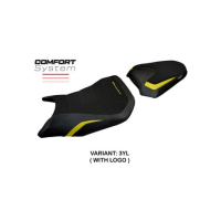HOUSSE DE SELLE COMPATIBLE HONDA CB 750 HORNET (2023) MODÈLE TOYAMA - Logo : AVEC LOGO, Couleur : JAUNE, Type : STANDARD