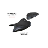 HOUSSE DE SELLE COMPATIBLE NINJA 400 18/23 MODELE RIBERA - Logo : AVEC LOGO, Couleur : GRIS GRIS, Type : ULTRAGRIP