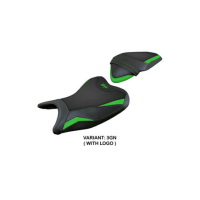 HOUSSE DE SELLE COMPATIBLE NINJA 400 18/23 MODELE RIBERA - Couleur : BLANC, Logo : AVEC LOGO, Type : ULTRAGRIP