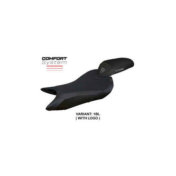 HOUSSE DE SELLE COMPATIBLE TRIUMPH STREET TRIPLE 765 (2023) MODÈLE NORWICH - Logo : AVEC LOGO, Couleur : GRIS GRIS, Type : ULTRAGRIP