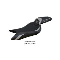 HOUSSE DE SELLE COMPATIBLE TRIUMPH STREET TRIPLE 765 (2023) MODÈLE NORWICH - Logo : AVEC LOGO, Couleur : GRIS GRIS, Type : ULTRAGRIP