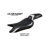 HOUSSE DE SELLE COMPATIBLE TRIUMPH STREET TRIPLE 765 (2023) MODÈLE NORWICH - Logo : AVEC LOGO, Couleur : GRIS GRIS, Type : ULTRAGRIP