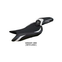 HOUSSE DE SELLE COMPATIBLE TRIUMPH STREET TRIPLE 765 (2023) MODÈLE NORWICH - Couleur : BLANC, Logo : AVEC LOGO, Type : ULTRAGRIP