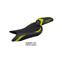 HOUSSE DE SELLE COMPATIBLE TRIUMPH STREET TRIPLE 765 (2023) MODÈLE NORWICH - Logo : AVEC LOGO, Couleur : JAUNE, Type : ULTRAGRIP