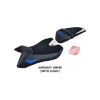HOUSSE DE SELLE COMPATIBLE YAMAHA R125 (16-18) MODÈLE NASHIK - Type : STANDARD, Logo : AVEC LOGO, Couleur : BLANC BLEU