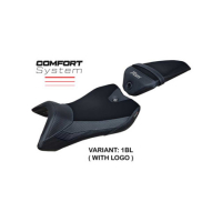 HOUSSE DE SELLE COMPATIBLE YAMAHA R125 (16-18) MODÈLE NASHIK - Logo : AVEC LOGO, Couleur : NOIR, Type : ULTRAGRIP