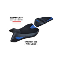 HOUSSE DE SELLE COMPATIBLE YAMAHA R125 (16-18) MODÈLE NASHIK - Logo : AVEC LOGO, Type : ULTRAGRIP, Couleur : BLANC BLEU