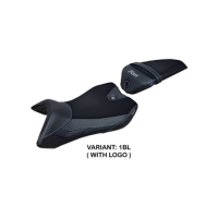 HOUSSE DE SELLE COMPATIBLE YAMAHA R125 (16-18) MODÈLE NASHIK - Logo : AVEC LOGO, Couleur : BLANC BLEU, Type : ULTRAGRIP